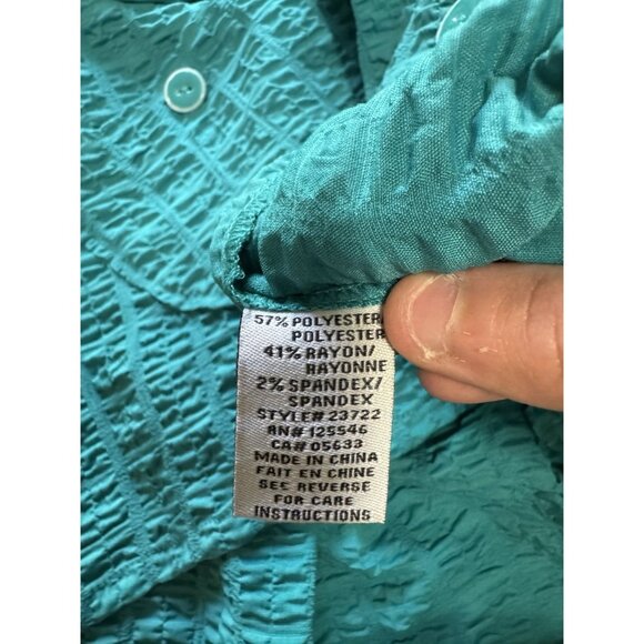 Habitat Clothes to Live In Women Crinkle Top Size Medium Buttons Stretch Artsy - Picture 10 of 12